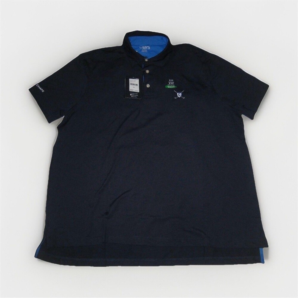 Chaps Men's L Black Short Sleeve Polo Shirt Moisture Wicking UPF 30 Golf